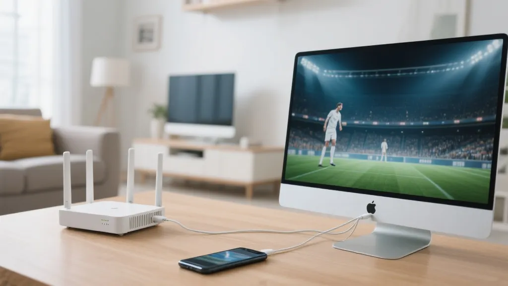 路由器与电视、手机的家庭网络连接示意，强调稳定观看体验的准备